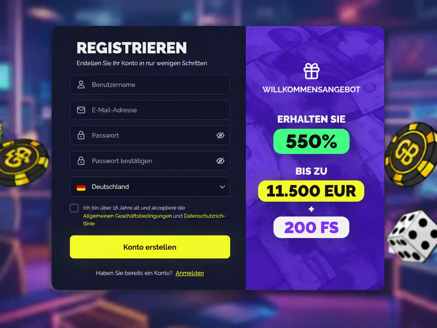 Registrierungsformular von Goldbet Casino